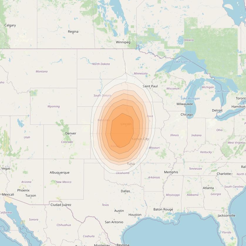 Directv 12 at 103° W downlink Ka-band A2B9 (Omaha) Spot beam coverage map