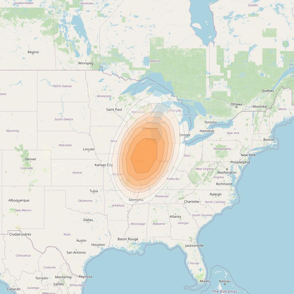 Directv 10 at 103° W downlink Ka-band A1B4 (Chicago) Spot beam coverage map