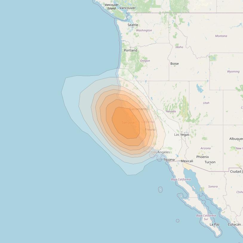Directv 10 at 103° W downlink Ka-band A2BD (San Francisco) Spot beam coverage map