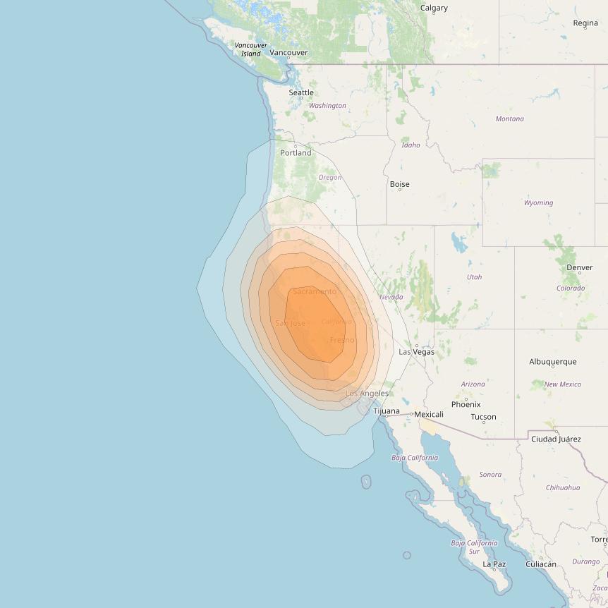 Directv 10 at 103° W downlink Ka-band A3BA (San Jose) Spot beam coverage map