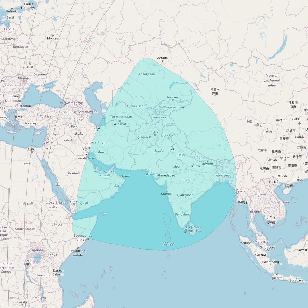 Asiastar 1 at 105° E downlink L-band West Beam coverage map