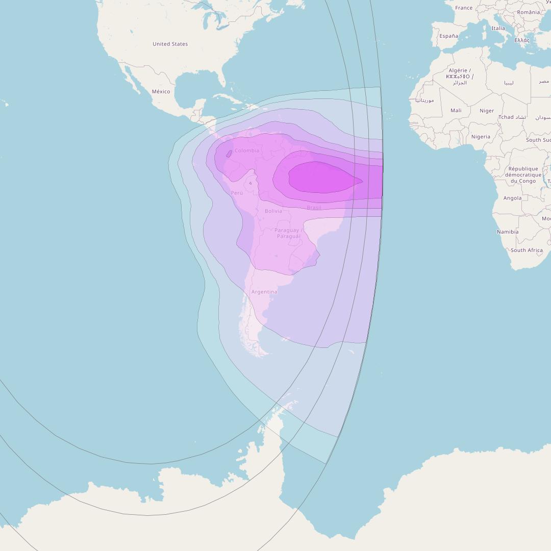 Anik G1 at 107° W downlink C-band South America beam coverage map