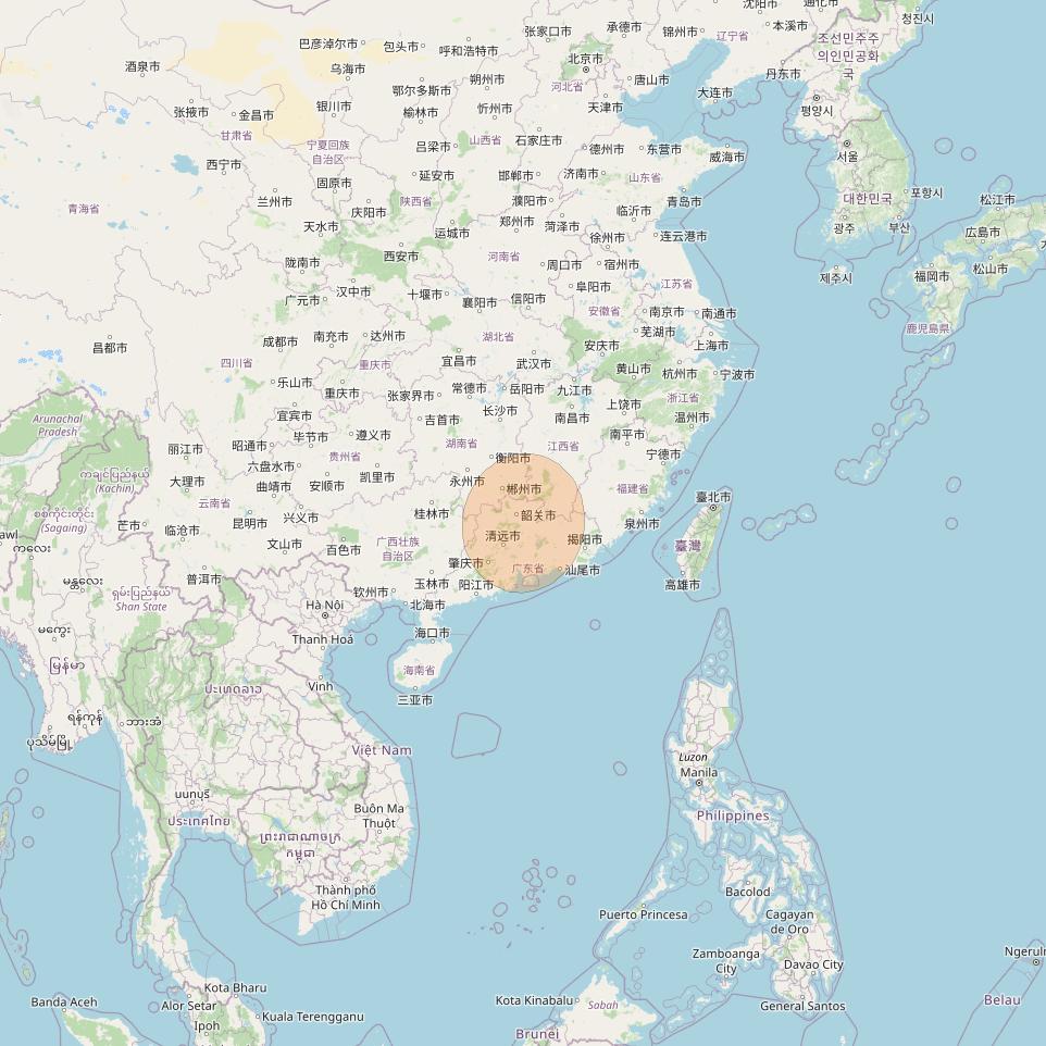 Chinasat 16 at 110° E downlink Ka-band S04 User Spot beam coverage map