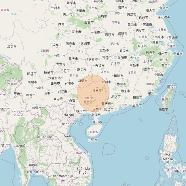 Chinasat 16 at 110° E downlink Ka-band S05 User Spot beam coverage map