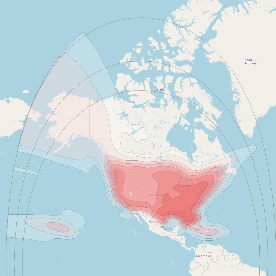 Echostar 11 at 110° W downlink Ku-band CONUS Beam coverage map