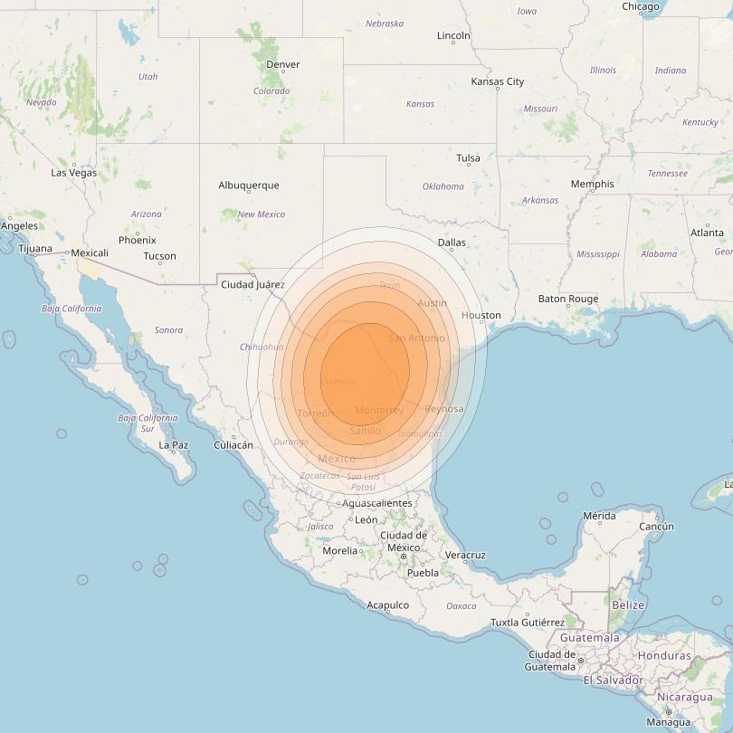 Wildblue 1 at 111° W downlink Ka-band Gateway Laredo (GW35) beam coverage map