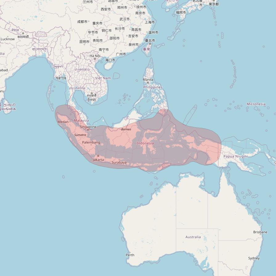 Telkom 3S at 118° E downlink Ku-band Indonesia beam coverage map