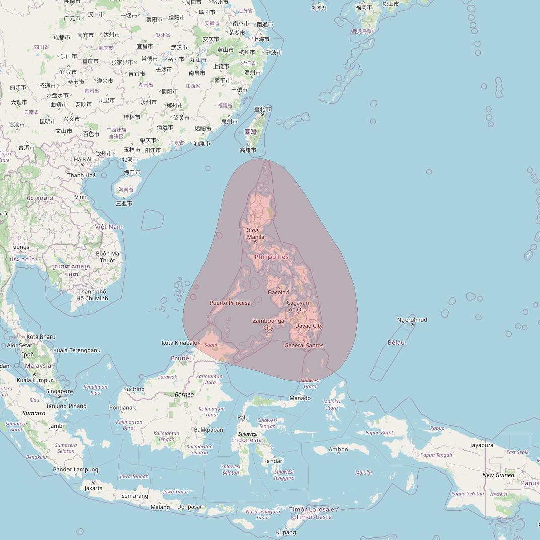 Bangabandhu-1 at 119° E downlink Ku-band Philippines beam coverage map