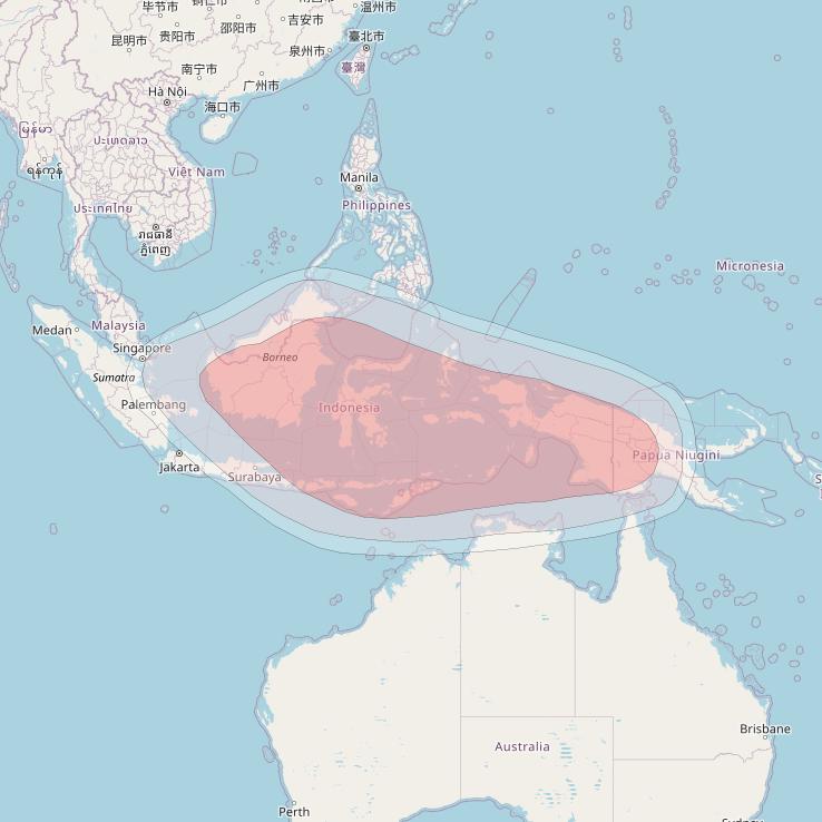 Thaicom 4 at 119° E downlink Ku-band Shaped 608 (Indonesia) Beam coverage map