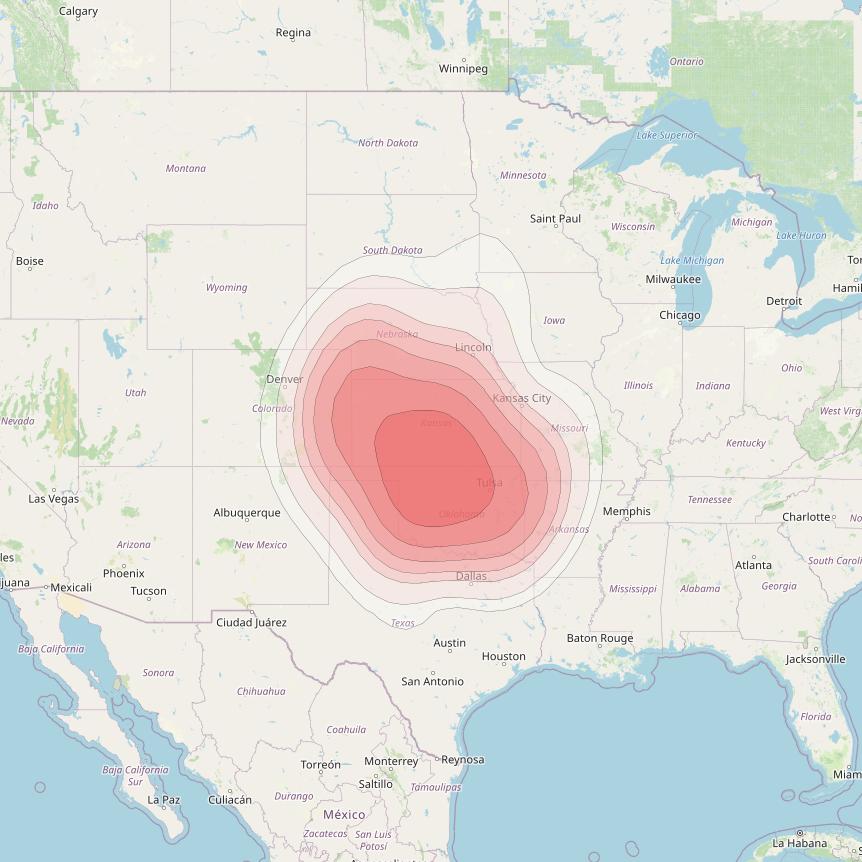 Echostar 14 at 119° W downlink Ku-band Spot B09 (OklahomaCity) beam coverage map