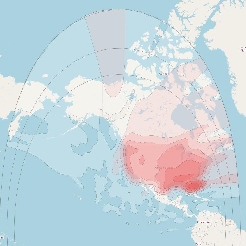Ciel 2 at 129° W downlink Ku-band  Conus and Canada Beam coverage map