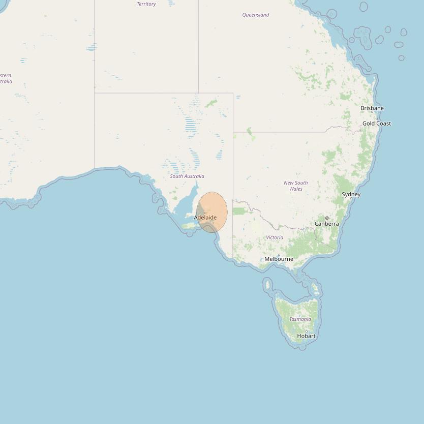 NBN-Co 1A at 140° E downlink Ka-band 37 (Adelaide) narrow spot beam coverage map