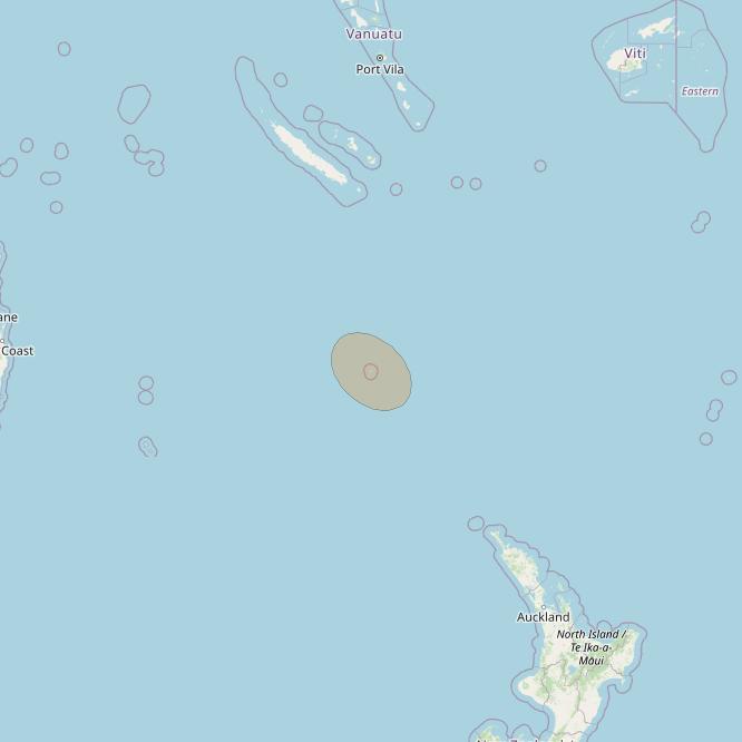 NBN-Co 1A at 140° E downlink Ka-band 75 (Norfolk Island) narrow spot beam coverage map