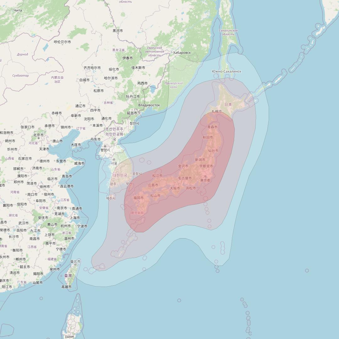 Superbird C2 at 144° E downlink Ku-band Japan Vertical beam coverage map