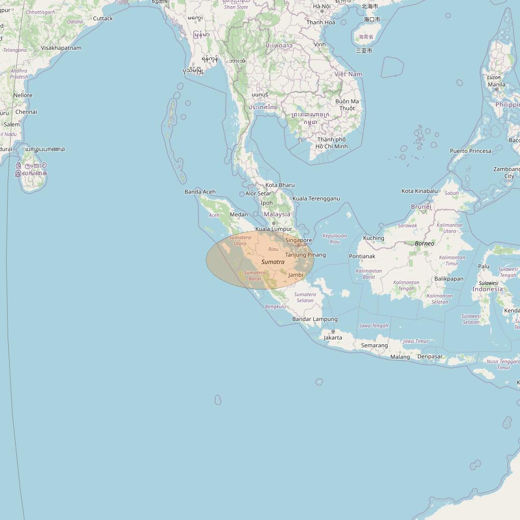 JCSat 1C at 150° E downlink Ka-band S17 (Mid Sumatra/RHCP/A) User Spot beam coverage map