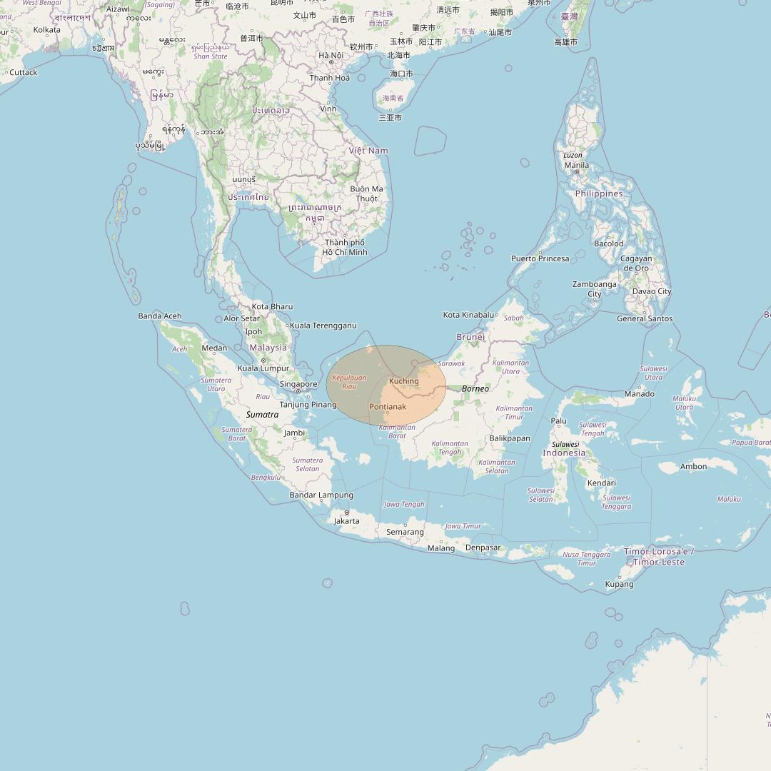 JCSat 1C at 150° E downlink Ka-band S19 (Rikit / Borneo/LHCP/B) User Spot beam coverage map