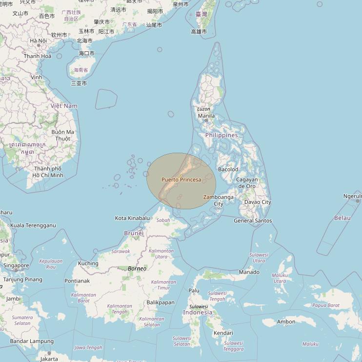 JCSat 1C at 150° E downlink Ka-band S52 (Palawan/LHCP/B) User Spot beam coverage map
