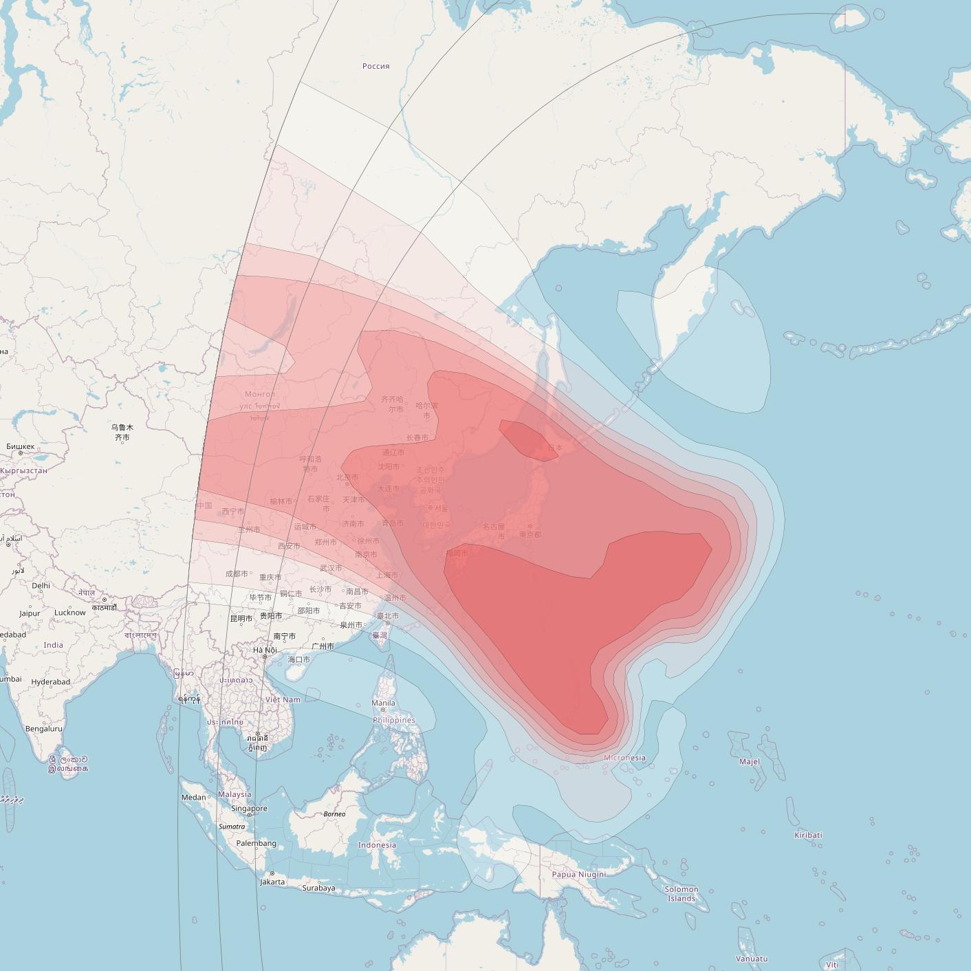 NSS 11 at 176° E downlink Ku-band SAT (Guam, Eastern Asia) coverage map