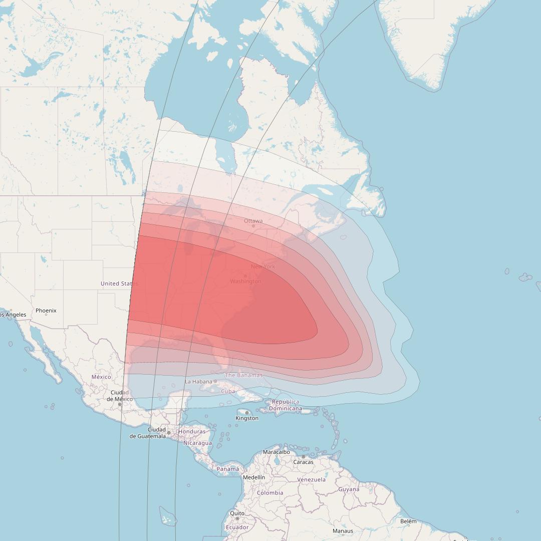 Intelsat 37e at 18° W downlink Ku-band Spot36 User beam coverage map