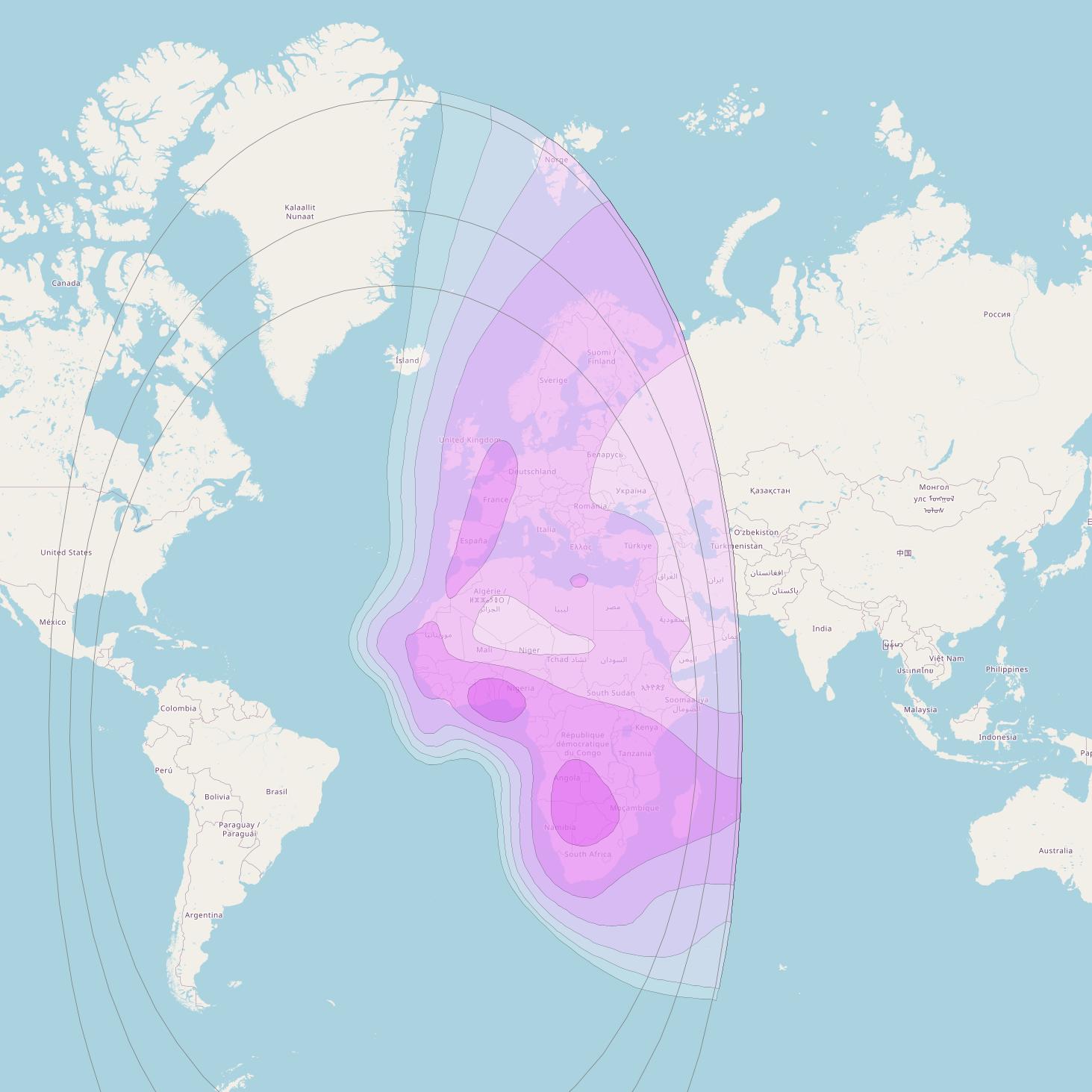 SES 4 at 22° W downlink C-band East Hemi Beam coverage map