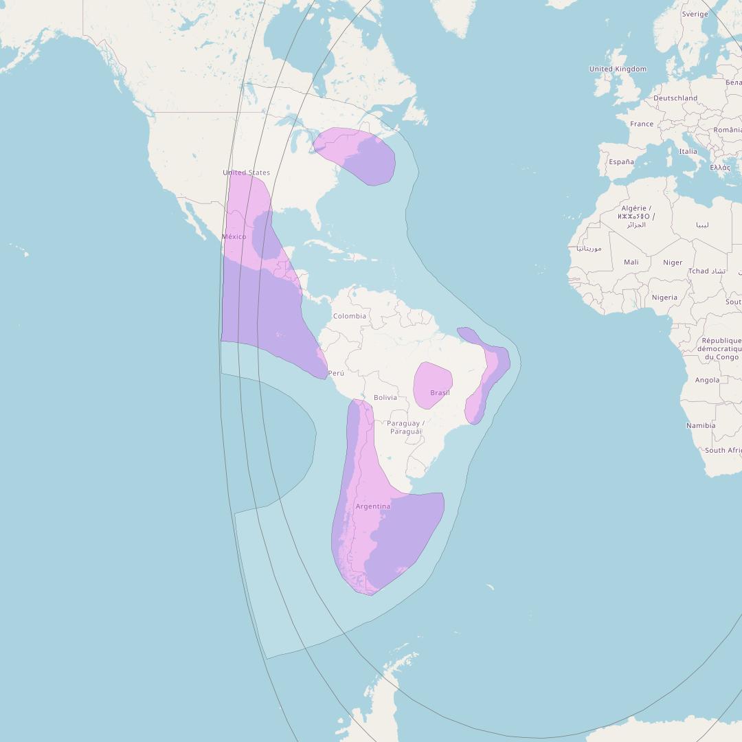 Intelsat 905 at 24° W downlink C-band West Hemi Beam coverage map