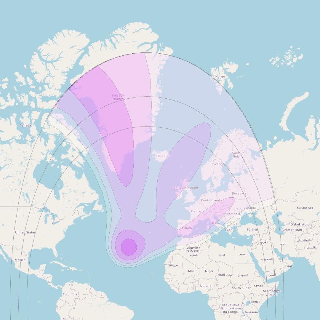 Intelsat 901 + MEV1 at 27° W downlink C-band North East Zone beam coverage map