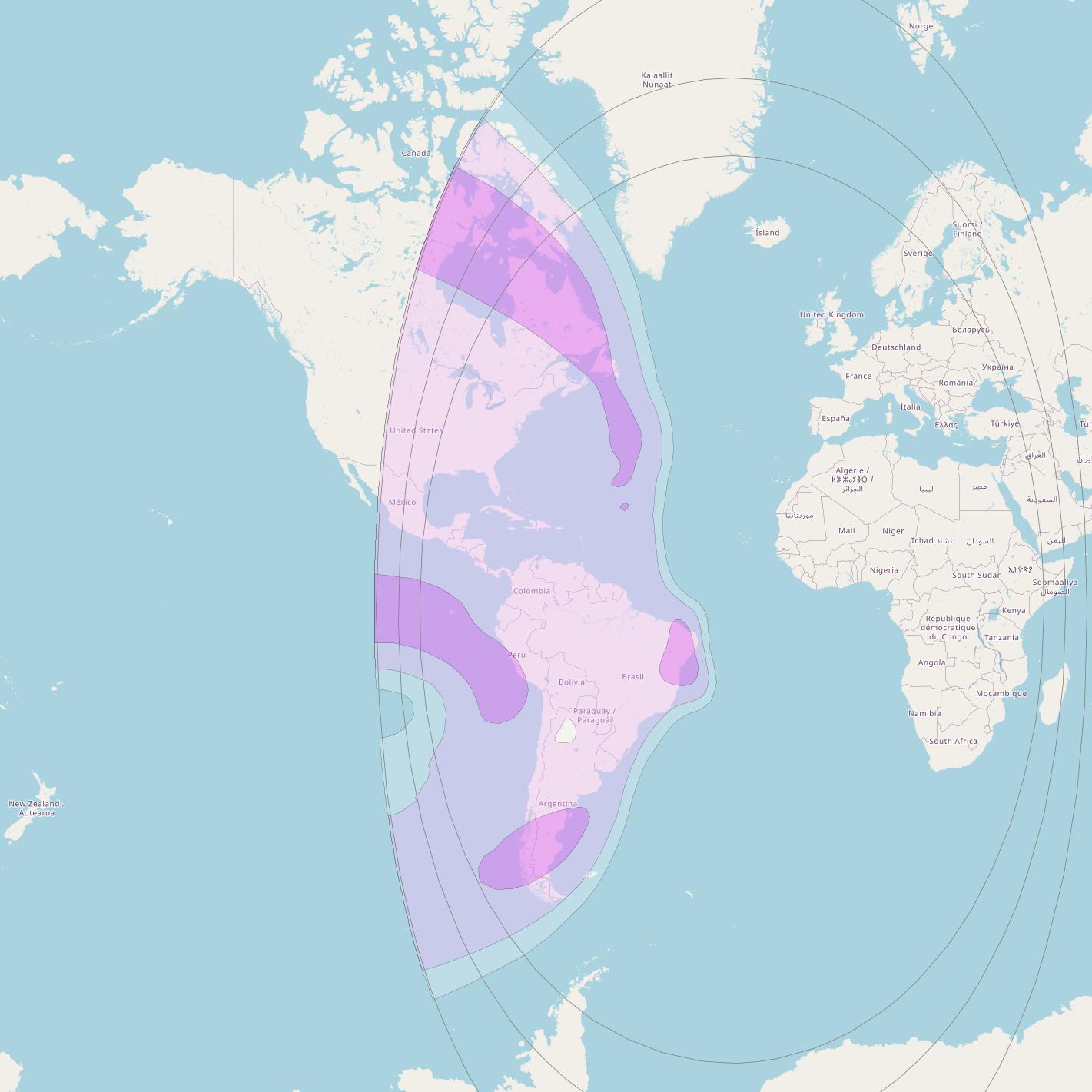 Intelsat 901 + MEV1 at 27° W downlink C-band West Hemi beam coverage map