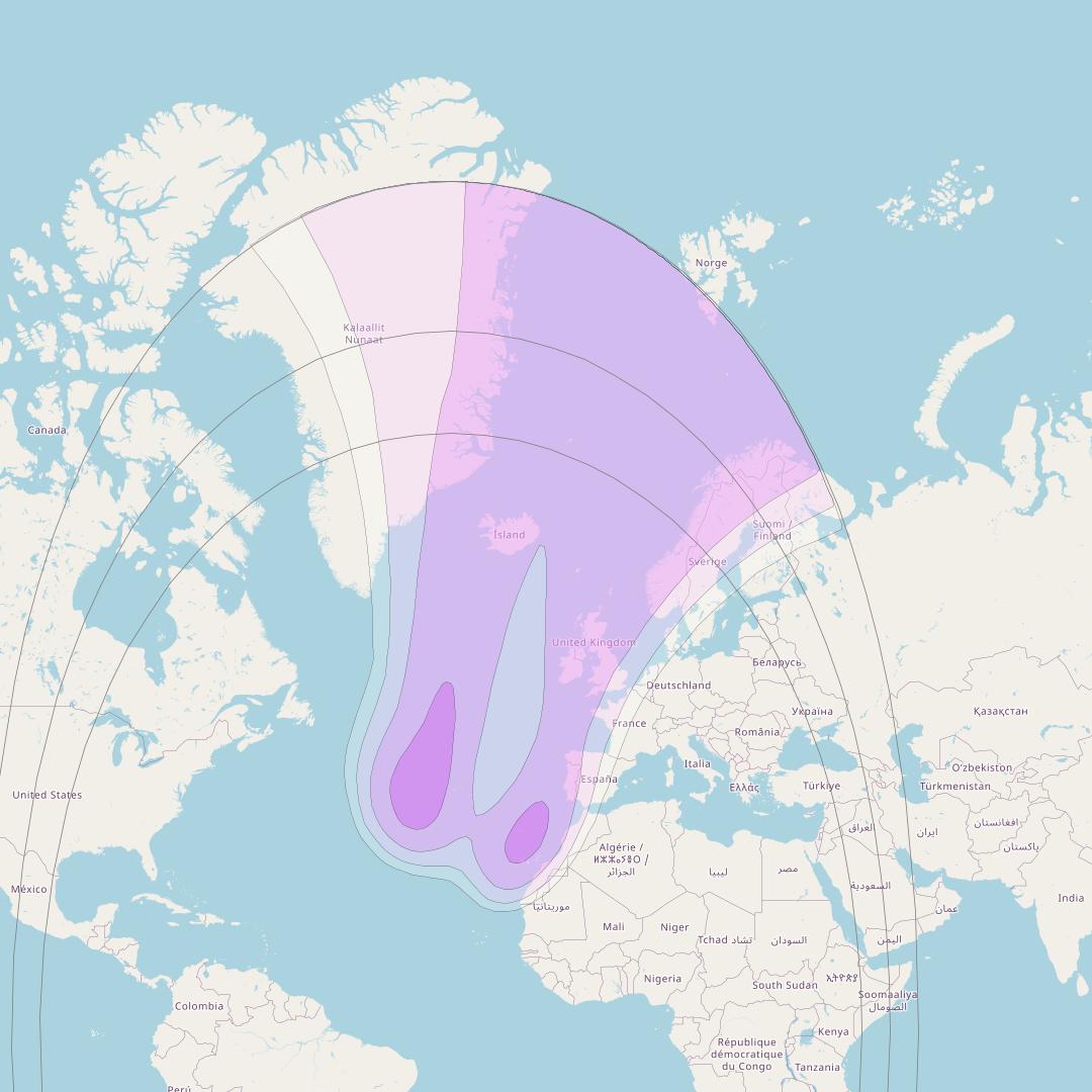 Intelsat 904 at 29° W downlink C-band North East Zone beam coverage map