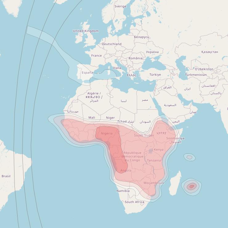 Express AMU1 at 36° E downlink Ku-band Africa beam coverage map