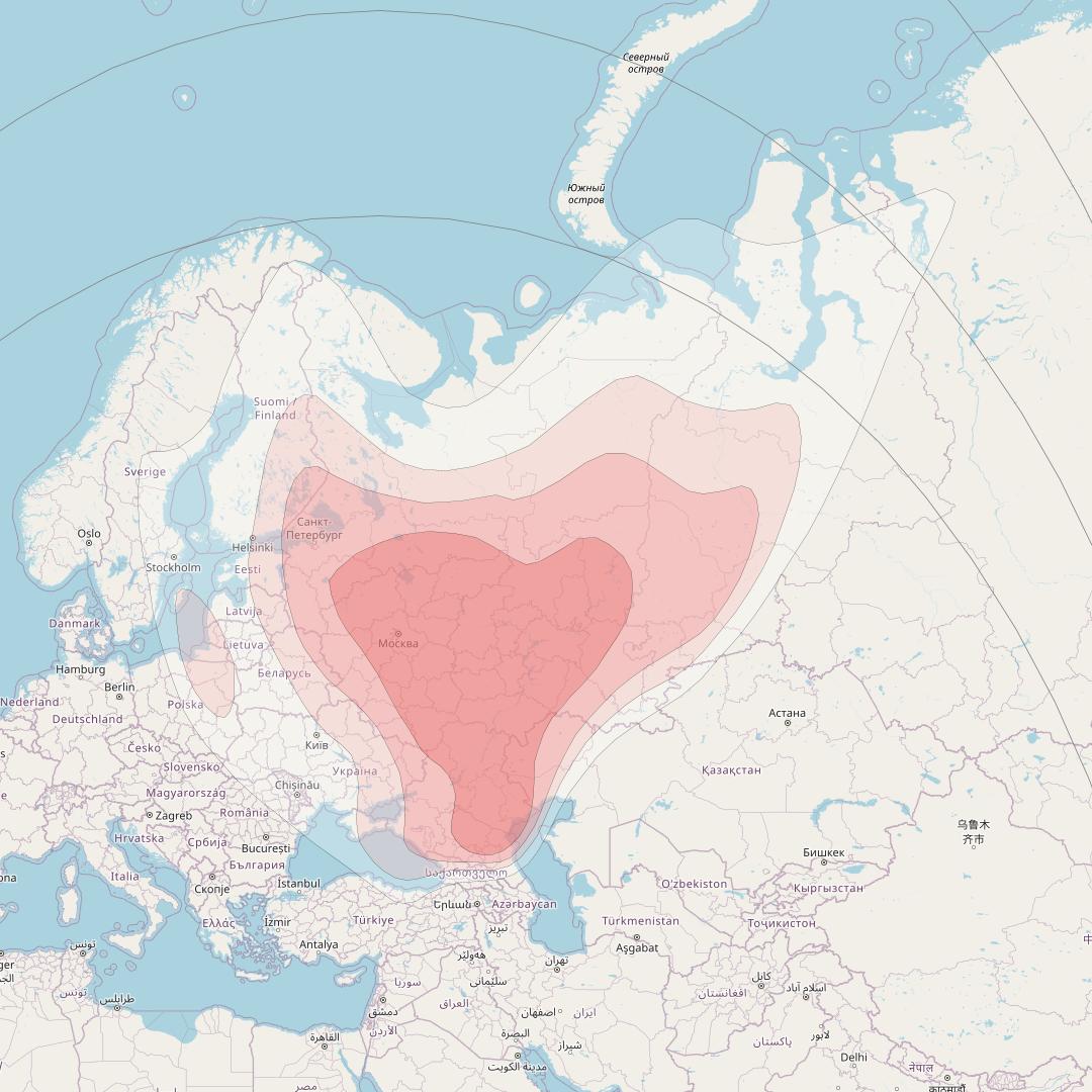 Express AMU1 at 36° E downlink Ku-band Russia beam coverage map