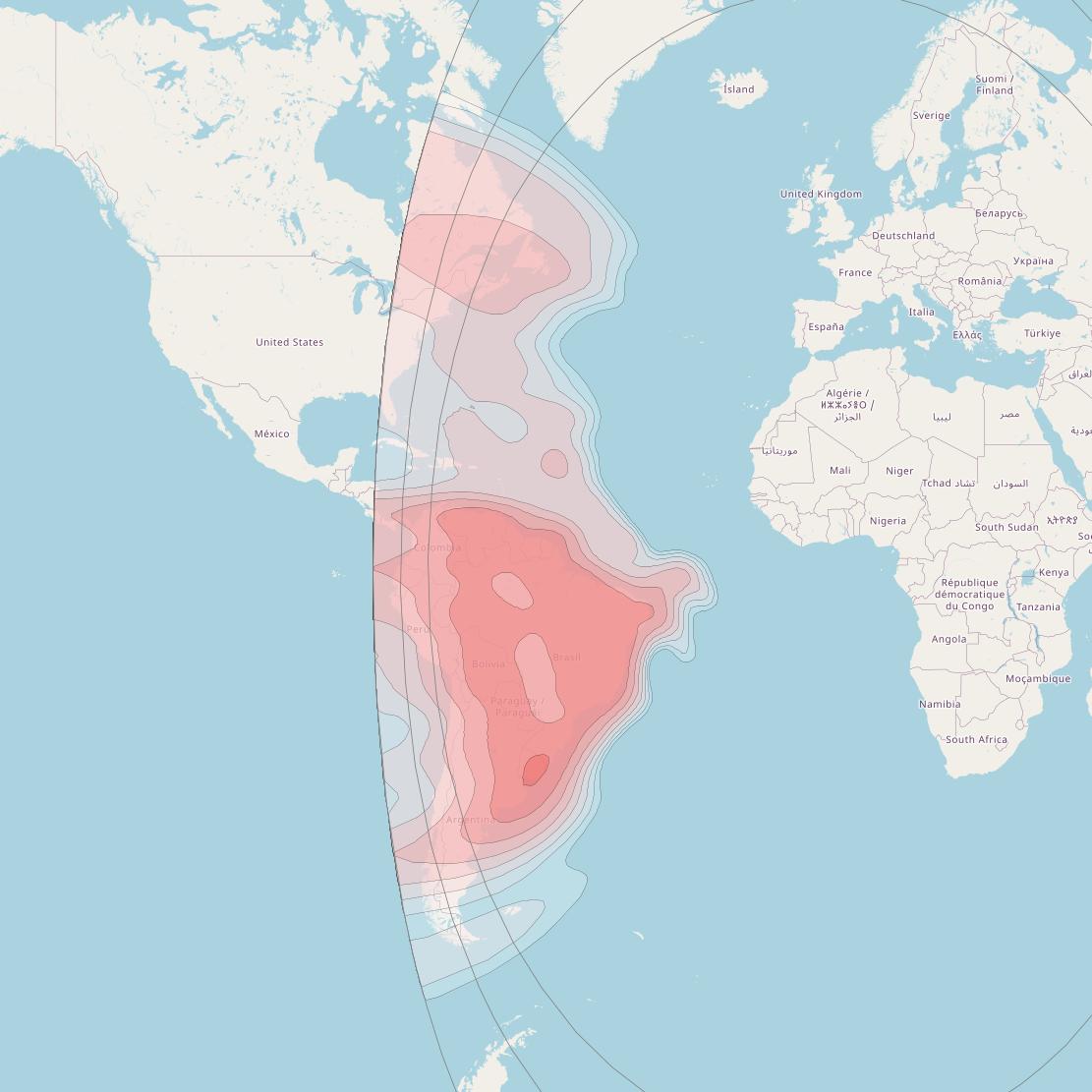 ABS-3A at 3° W downlink Ku-band Americas beam coverage map