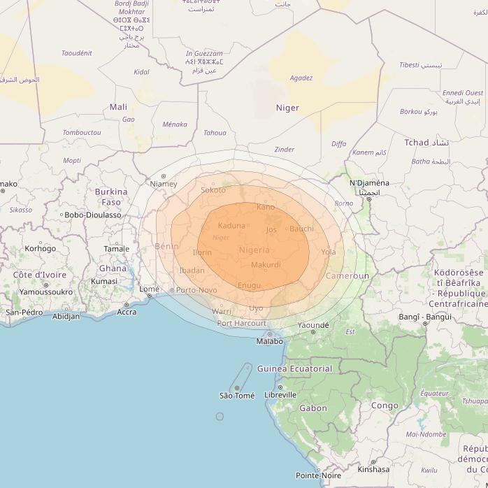 Nigcomsat 1R at 42° E downlink Ka-band Nigeria Spot beam coverage map