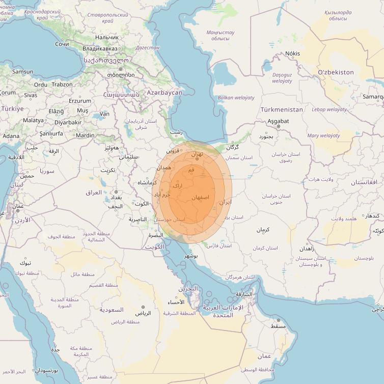 Al Yah 2 at 48° E downlink Ka-band Spot 08 User beam coverage map