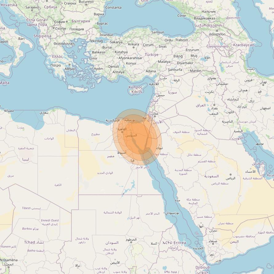 Al Yah 2 at 48° E downlink Ka-band Spot 14 User beam coverage map