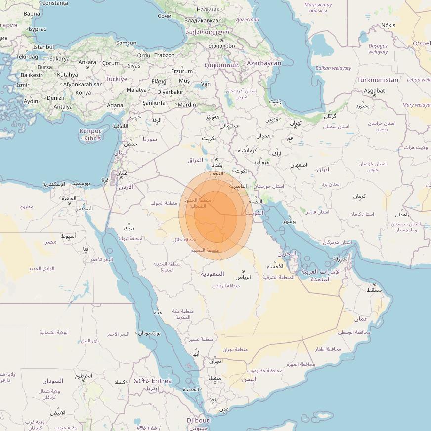 Al Yah 2 at 48° E downlink Ka-band Spot 16 User beam coverage map