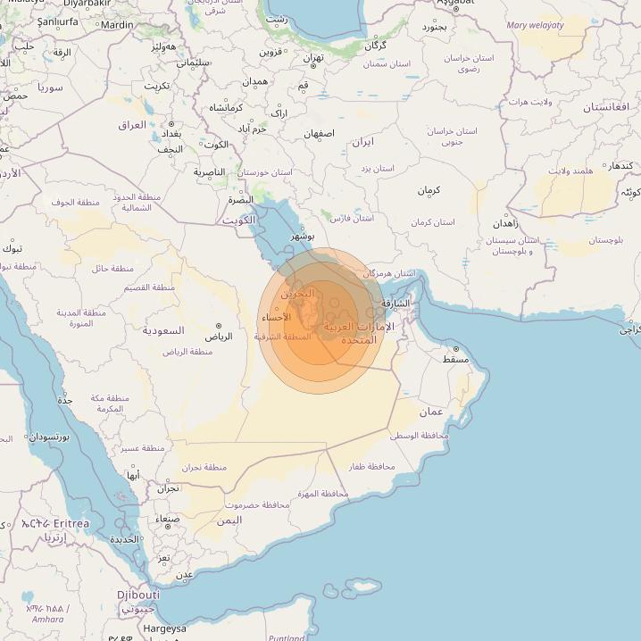 Al Yah 2 at 48° E downlink Ka-band Spot 27 User beam coverage map
