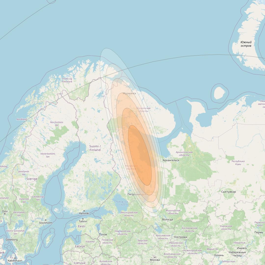 Yamal 601 at 49° E downlink Ka-band Spot19 Pol B MG-1 beam coverage map