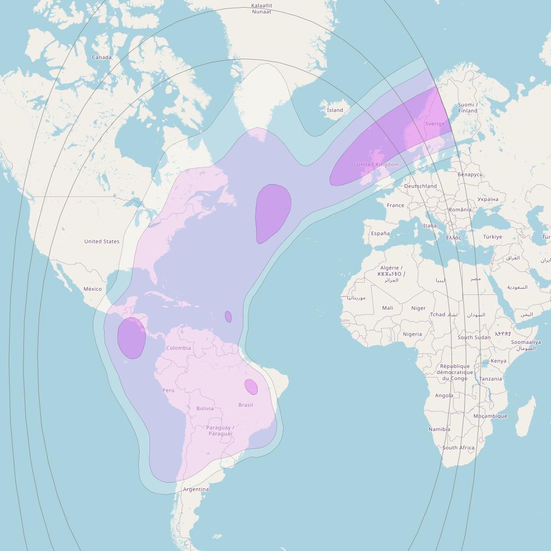 Intelsat 902 at 50° W downlink C-band West Hemi beam coverage map