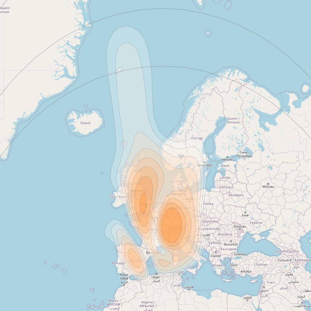 Astra 4A at 5° E downlink Ka-band Europe Interconnect Beam coverage map