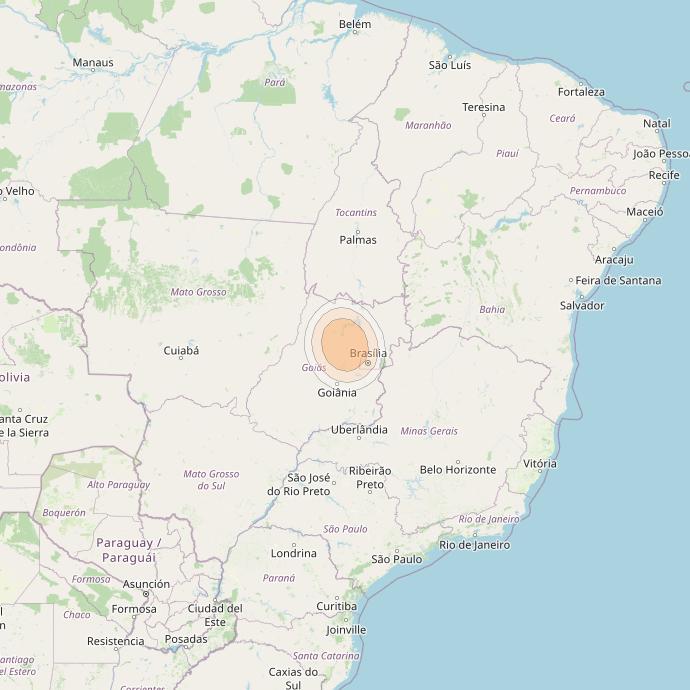 Amazonas 3 at 61° W downlink Ka-band Spot FW4D - Brasilia forward beam coverage map