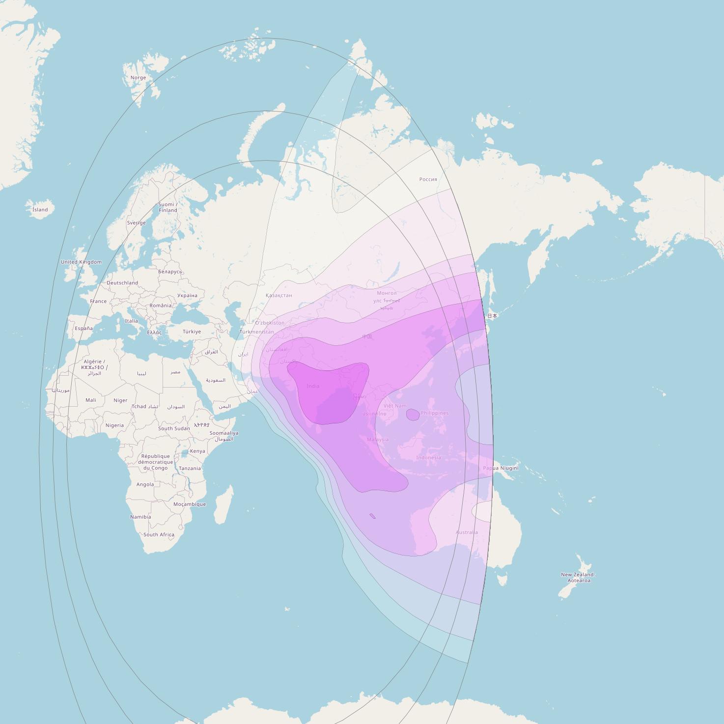 Intelsat 39 at 62° E downlink C-band East Hemi beam coverage map