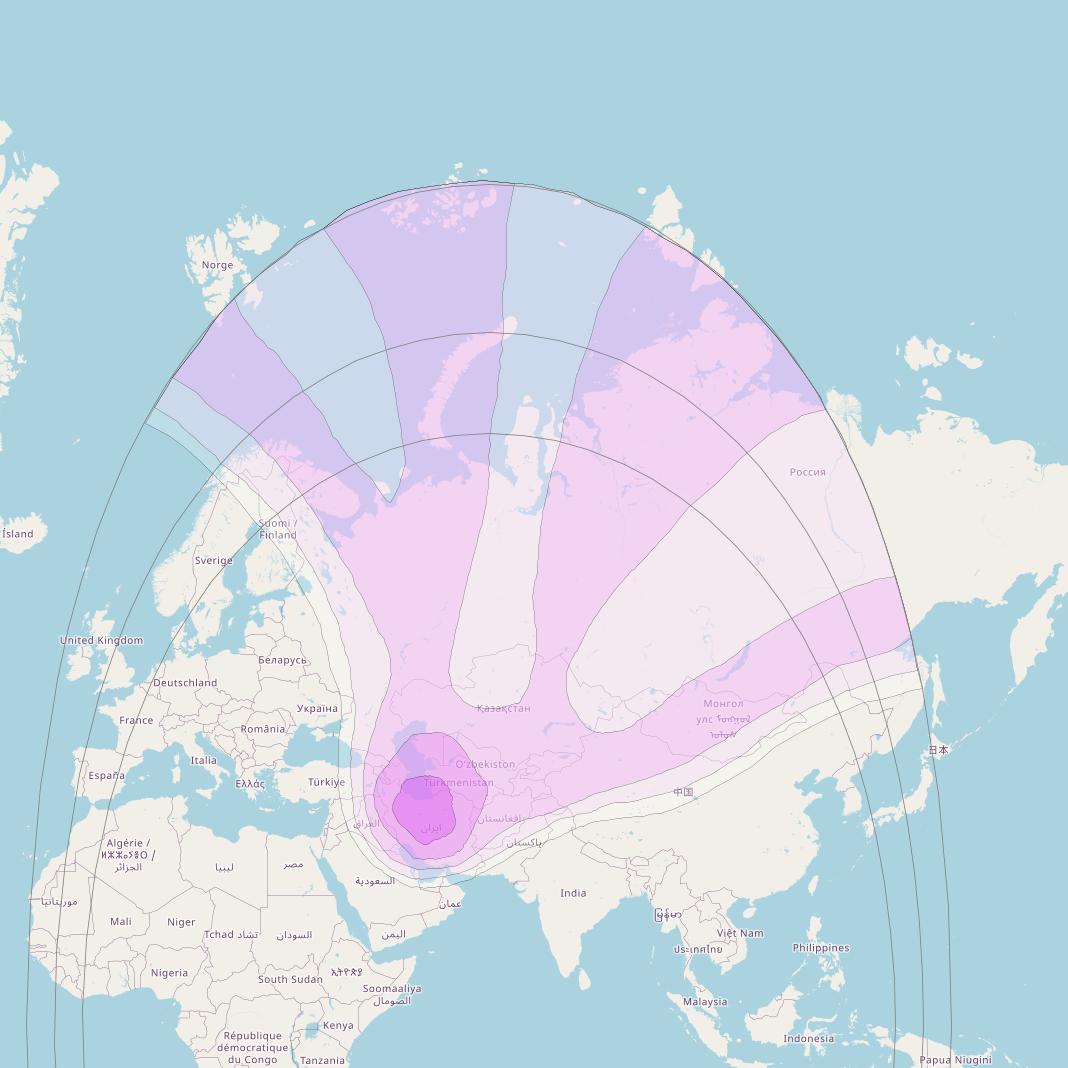Intelsat 906 at 64° E downlink C-band Northeast Zone Beam coverage map