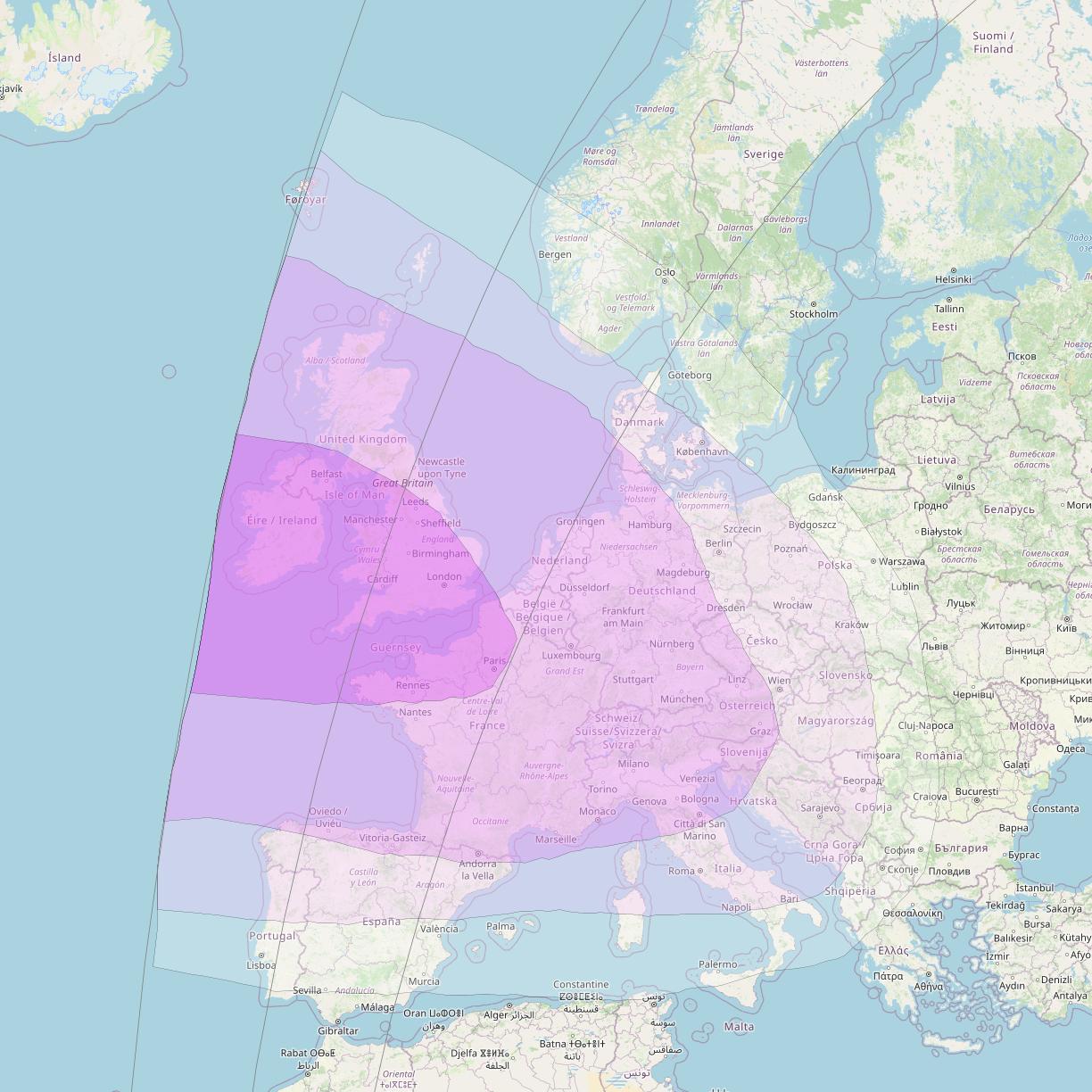 Intelsat 906 at 64° E downlink C-band Northwest Zone Beam coverage map