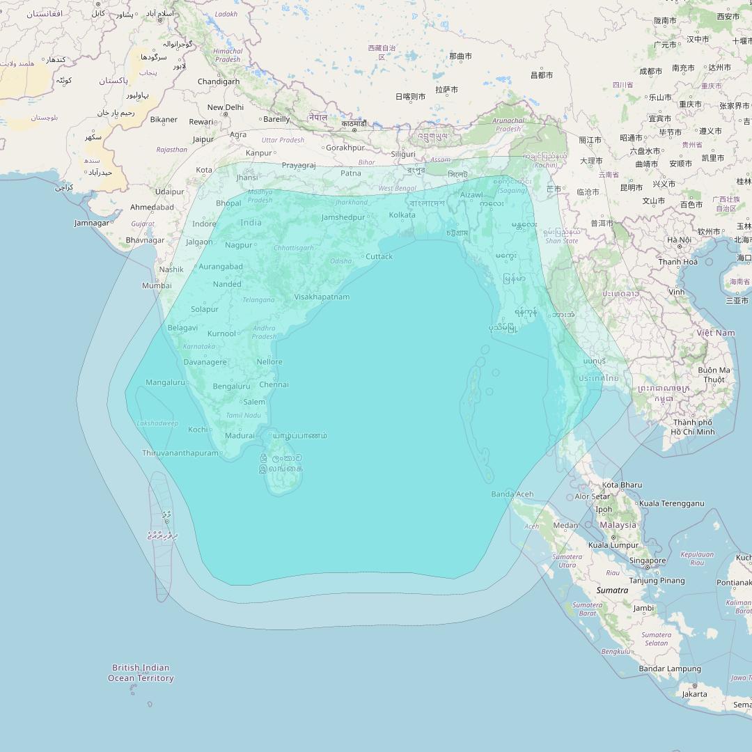 Inmarsat-4F2 at 64° E downlink L-band R006 Regional Spot beam coverage map
