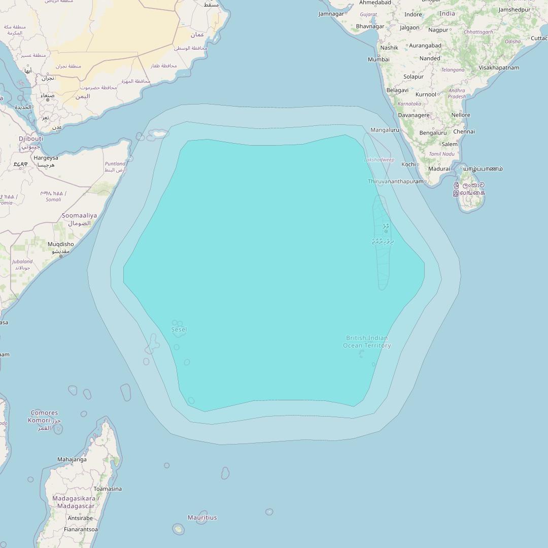 Inmarsat-4F2 at 64° E downlink L-band R010 Regional Spot beam coverage map