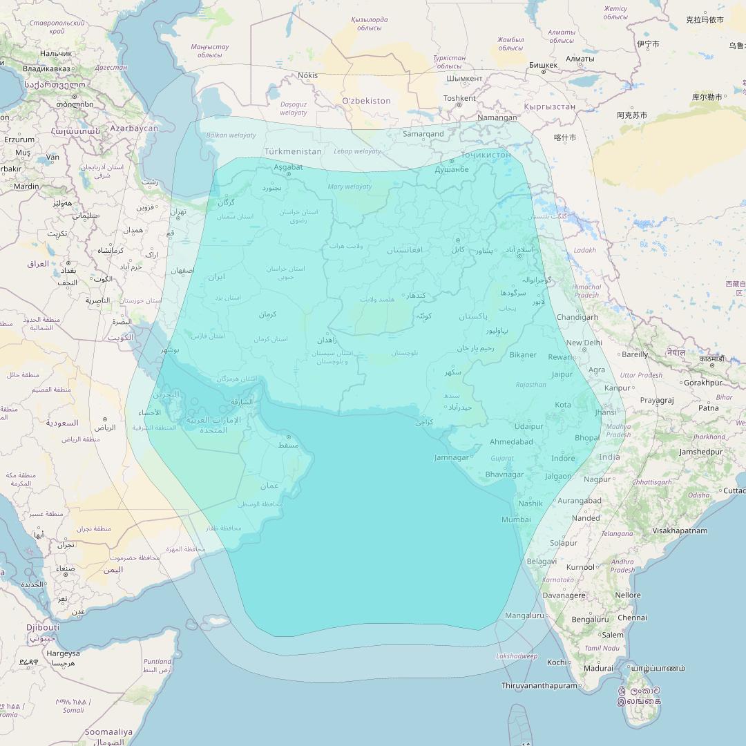 Inmarsat-4F2 at 64° E downlink L-band R011 Regional Spot beam coverage map