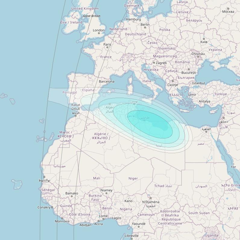 Inmarsat-4F2 at 64° E downlink L-band S027 User Spot beam coverage map