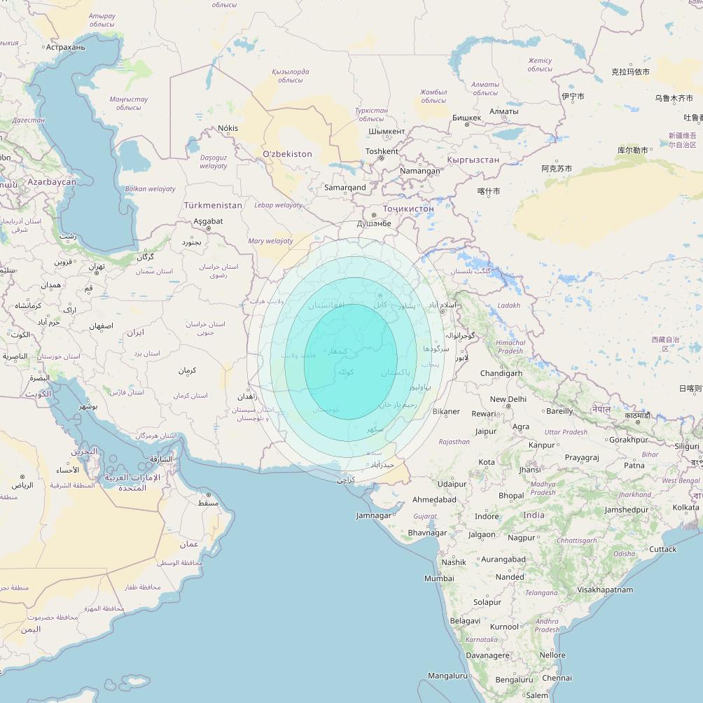 Inmarsat-4F2 at 64° E downlink L-band S108 User Spot beam coverage map