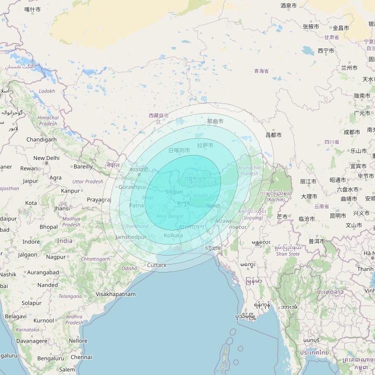 Inmarsat-4F2 at 64° E downlink L-band S150 User Spot beam coverage map