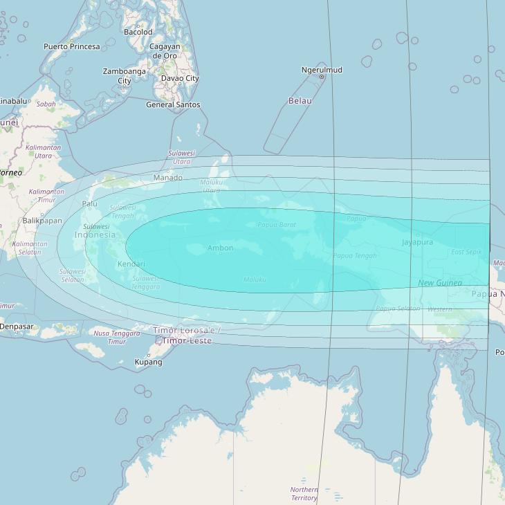 Inmarsat-4F2 at 64° E downlink L-band S190 User Spot beam coverage map